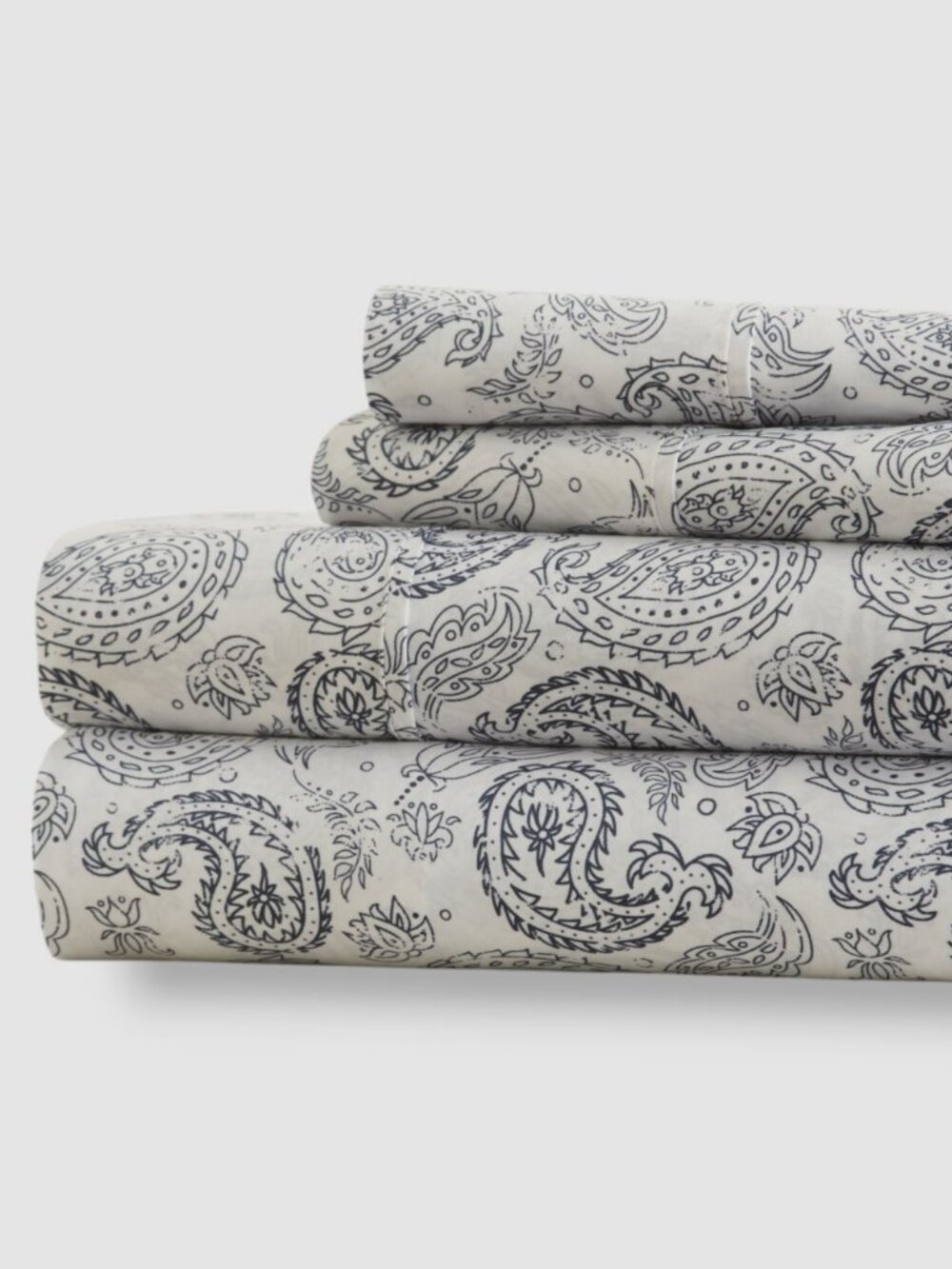 Ienjoy Home Blue Navy Coarse Paisley 4-Piece Bed Sheet Set, Cal King